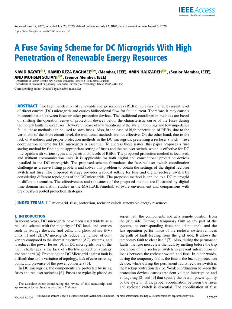 A Fuse Saving Scheme For DC Microgrids With High Penetration of ...
