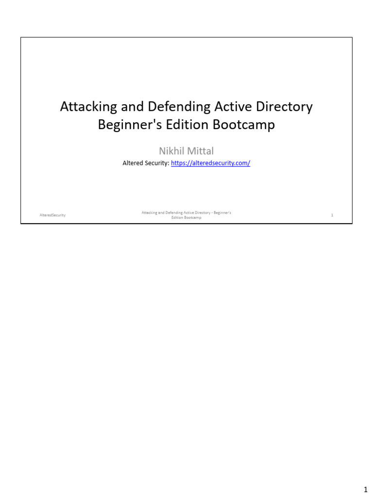 Active Directory Security Bootcamp | PDF | Active Directory | Computer ...
