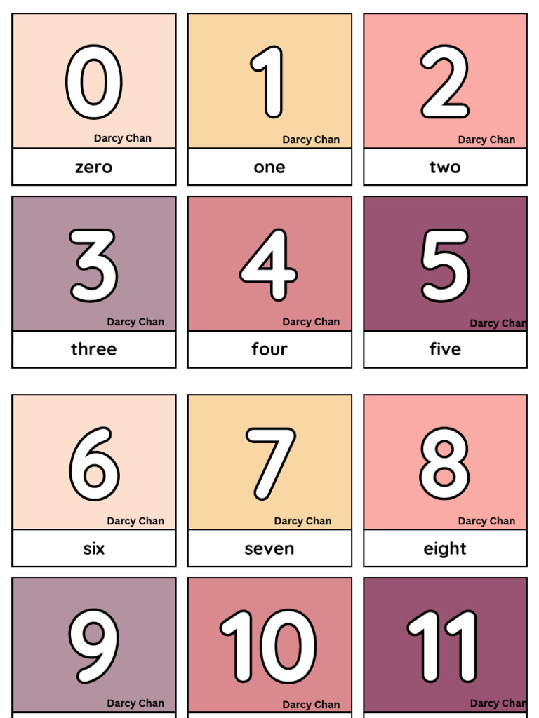 Numbers To 100 Mathematics Flashcards in Yellow Purple Minimalist Style ...