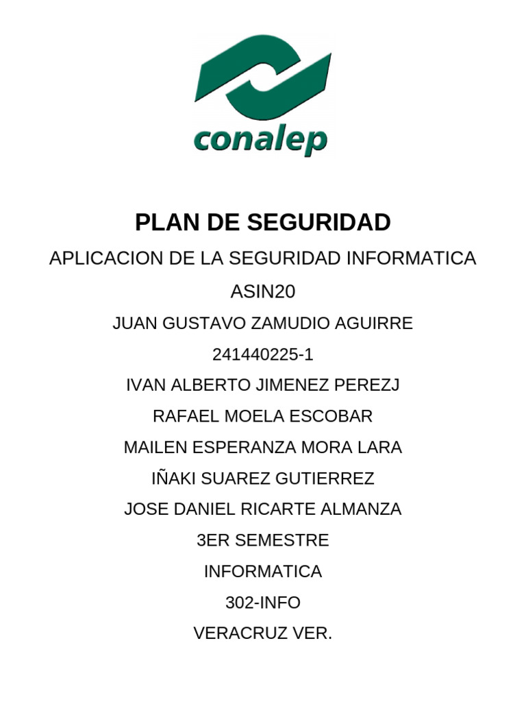 Plan de Seguridad Equipo 6 | PDF | La seguridad informática | Seguridad