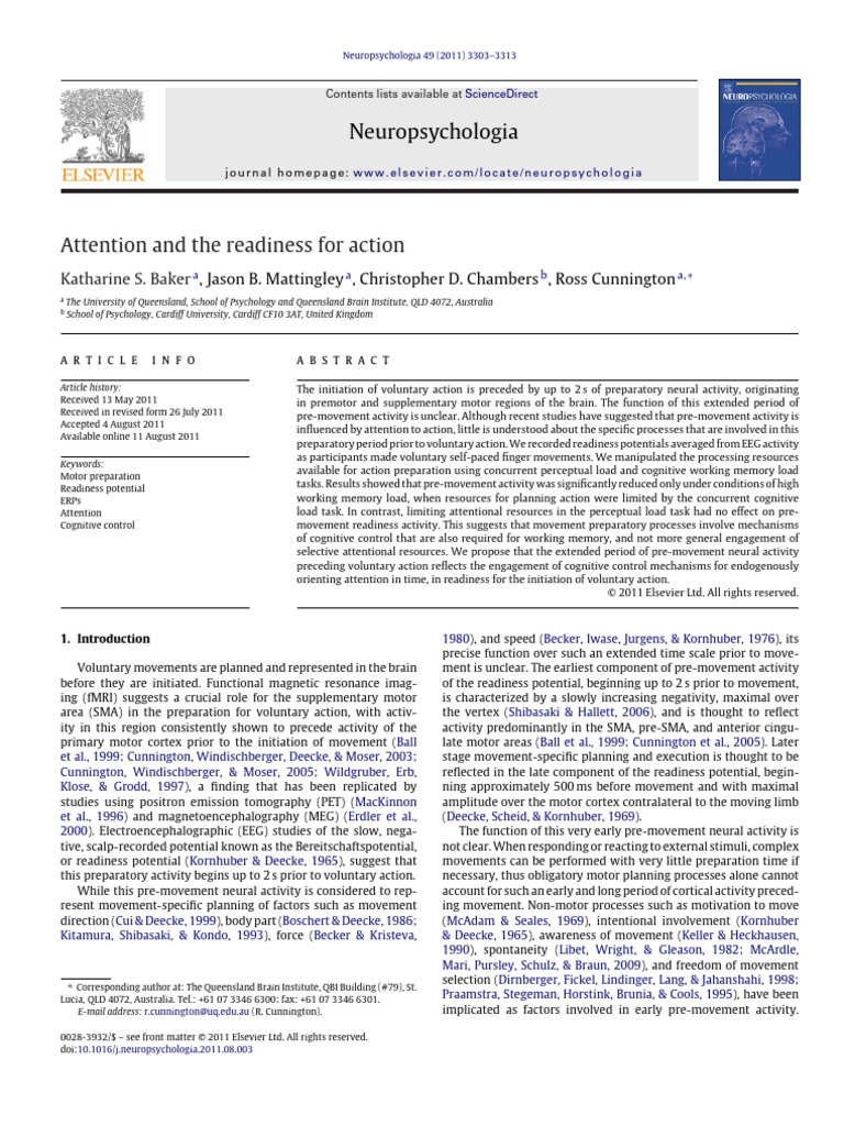 Attention's Role in Action Readiness | PDF | Attention | Working Memory