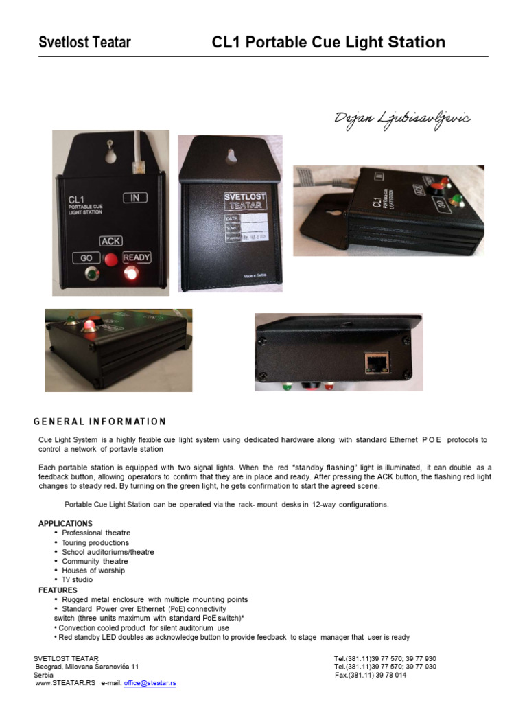 CL1 Portable Cue Light System Guide | PDF | Computer Engineering ...