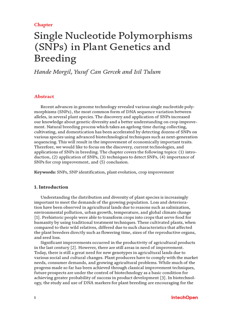 Intechopen 91886 | PDF | Single Nucleotide Polymorphism | Dna Sequencing