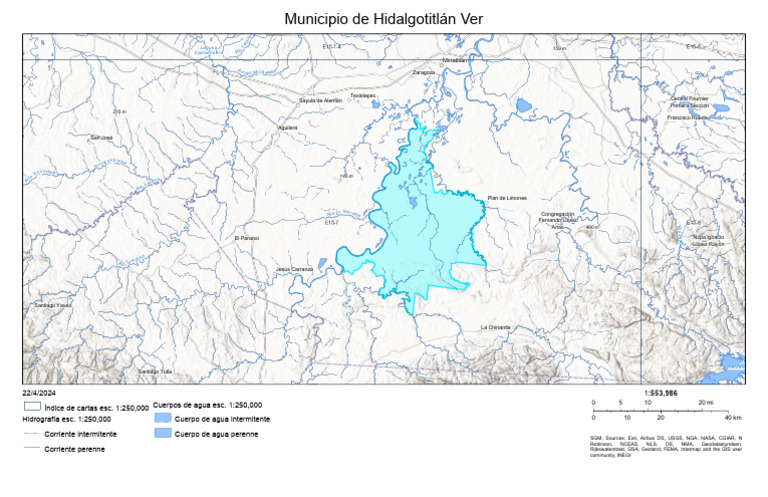 Hidrografía de Hidalgotitlán en 250k | PDF