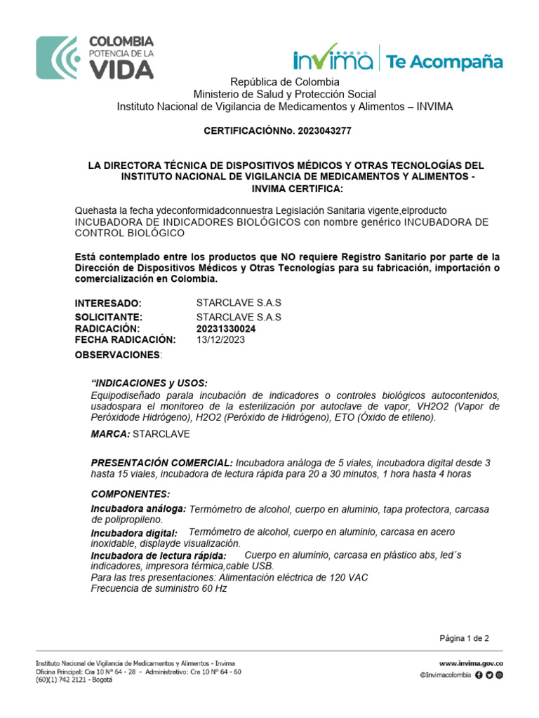 Invima Incubadoras | PDF | Dispositivo médico