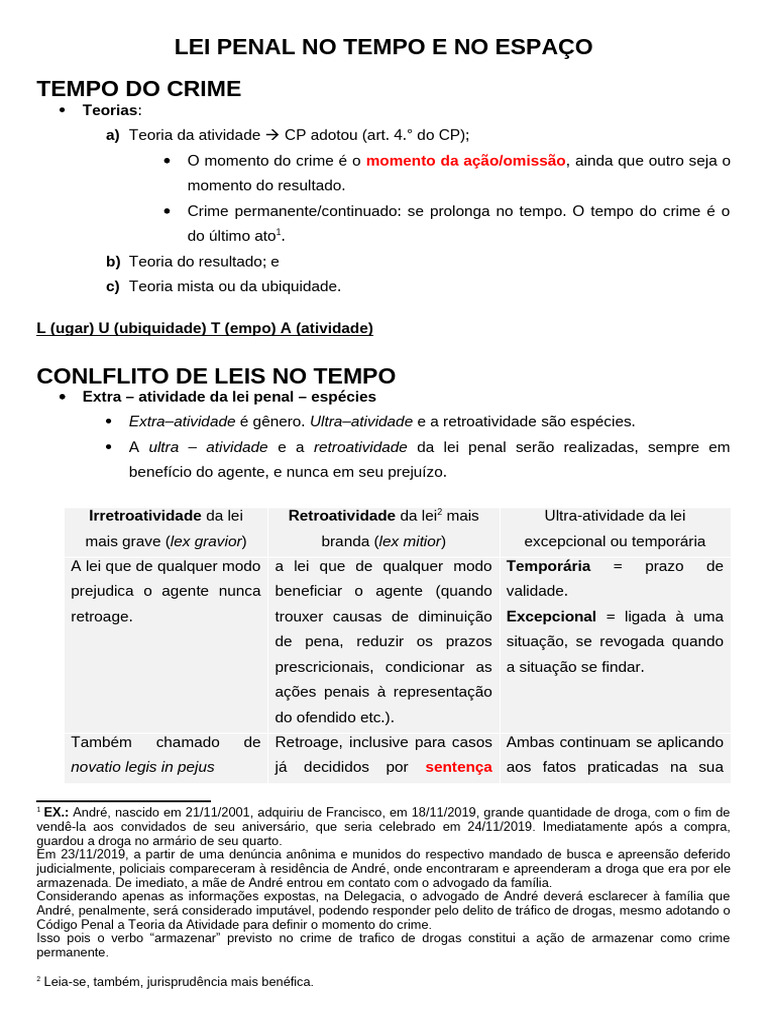 Lei Penal: Tempo e Espaço no Crime | PDF | Crimes | Crime e Violência