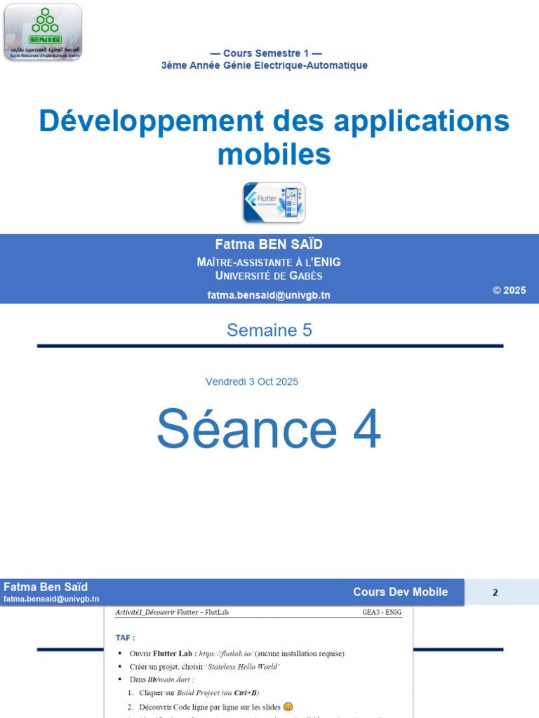 Cours de Développement Mobile Flutter | PDF | iOS | Logiciel système