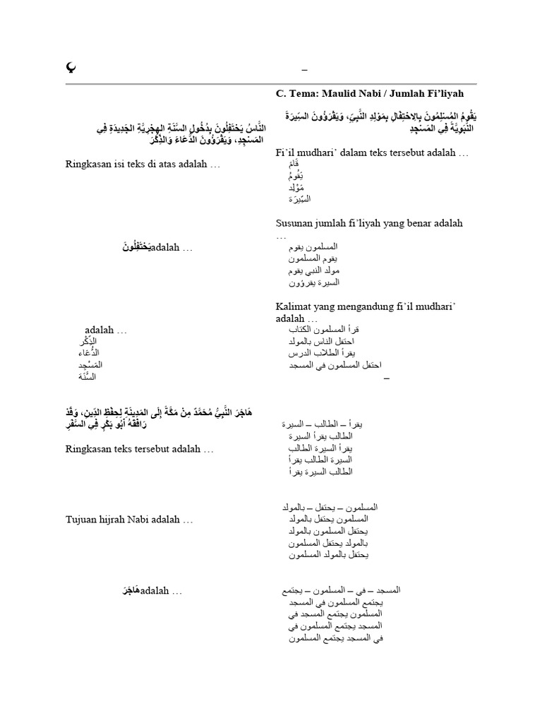 Soal Latihan Bahasa Arab Kelas IX | PDF