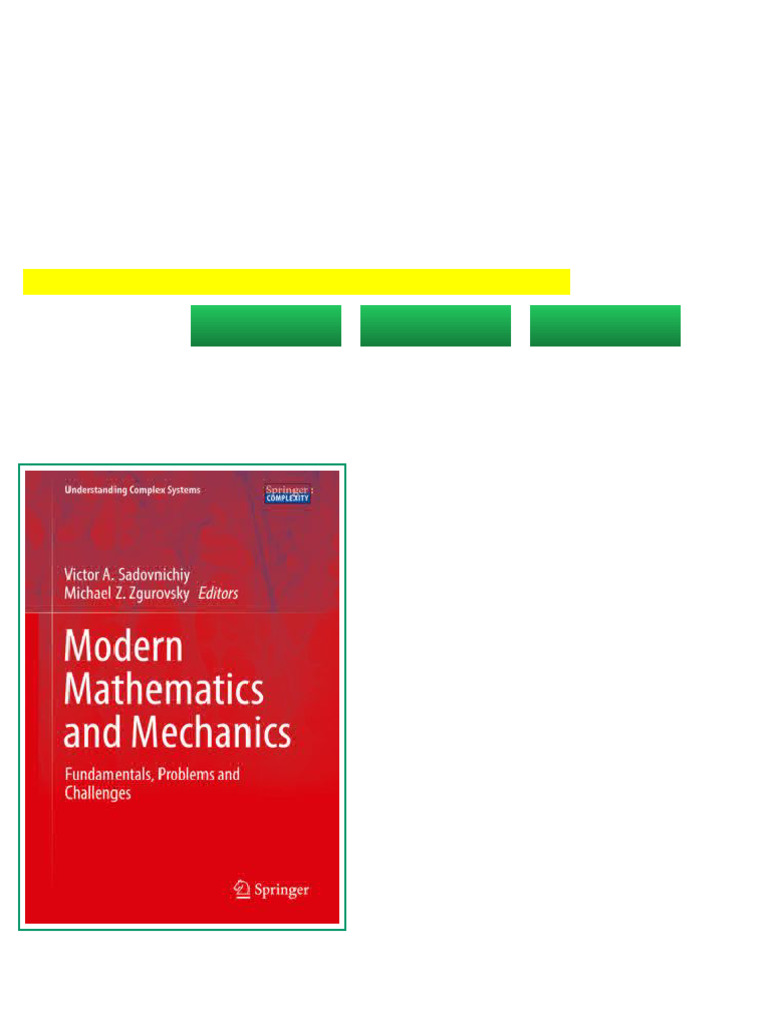 (Ebook) Modern Mathematics and Mechanics: Fundamentals, Problems and ...