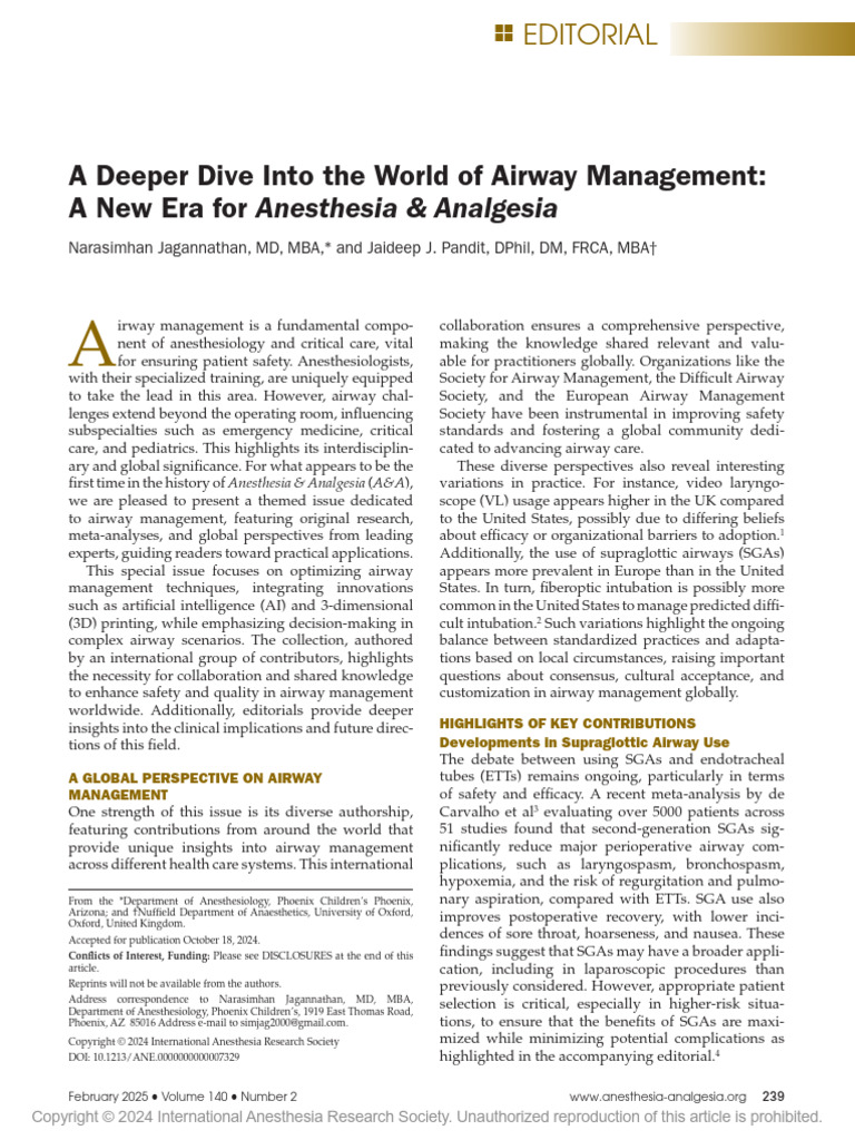 2025 New Era a Deeper Dive Into World Airway Management PDF