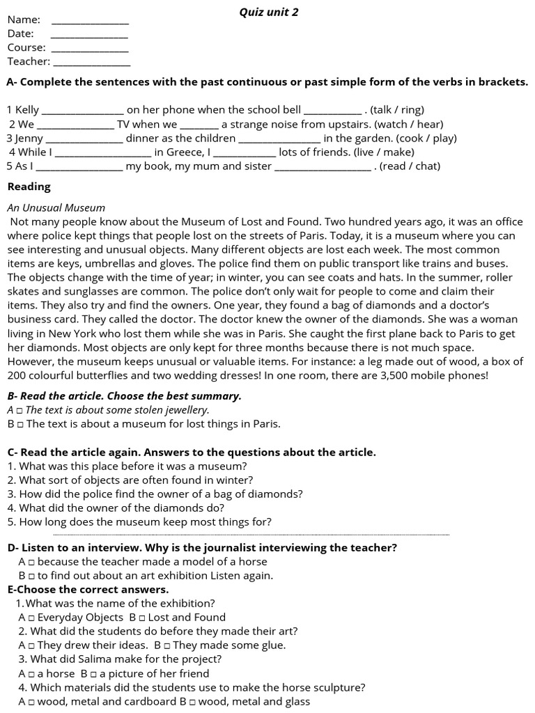 Quiz unit 2 (1) | PDF