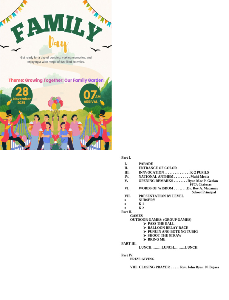 Family Day Prog | PDF