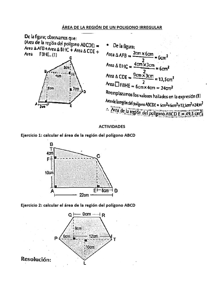 Matematica - Área de La Región de Un Poligono Irregular - 20-11-25 | PDF