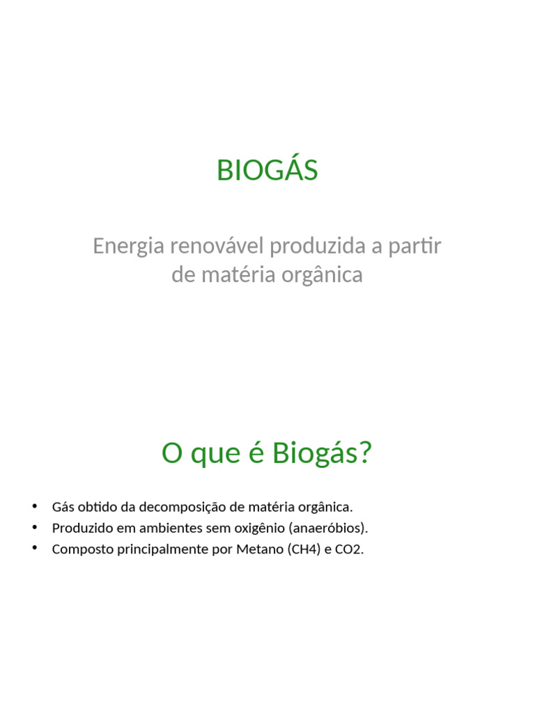 Biogás: Energia Renovável Sustentável | PDF