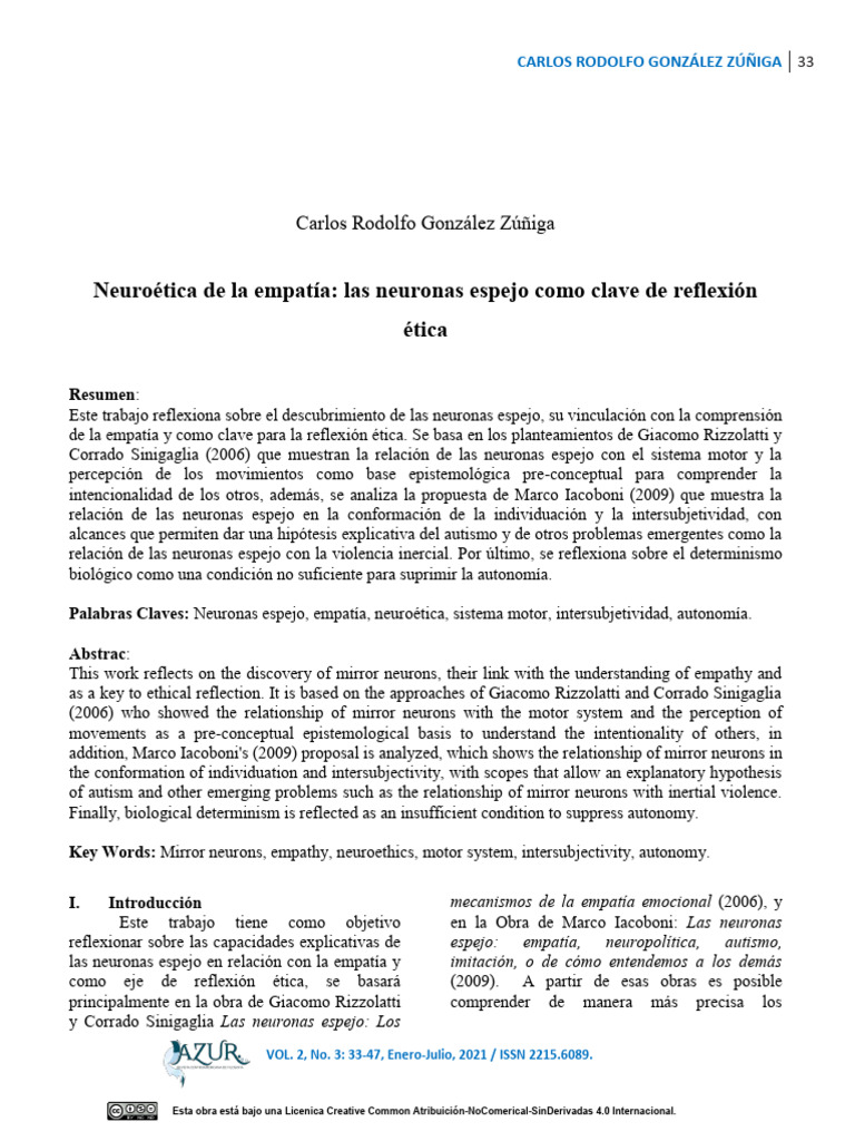 Neuronas Espejo y Ética de la Empatía | PDF | Las emociones | Cerebro