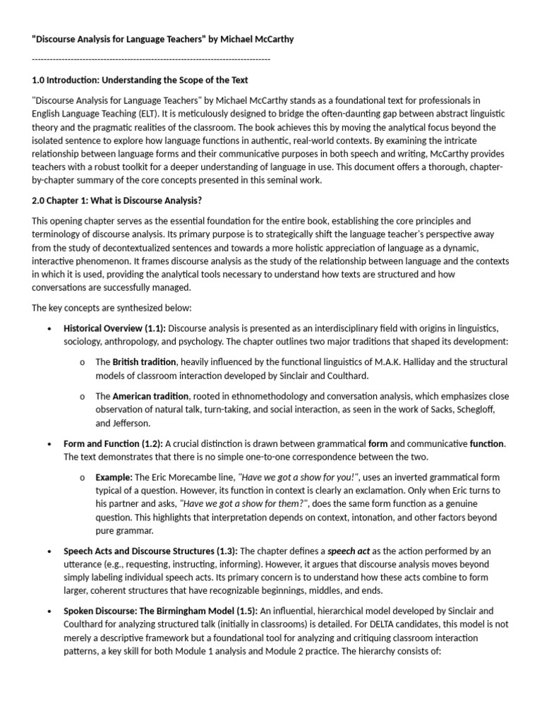 Discourse Analysis for Language Teachers | PDF | Tone (Linguistics ...