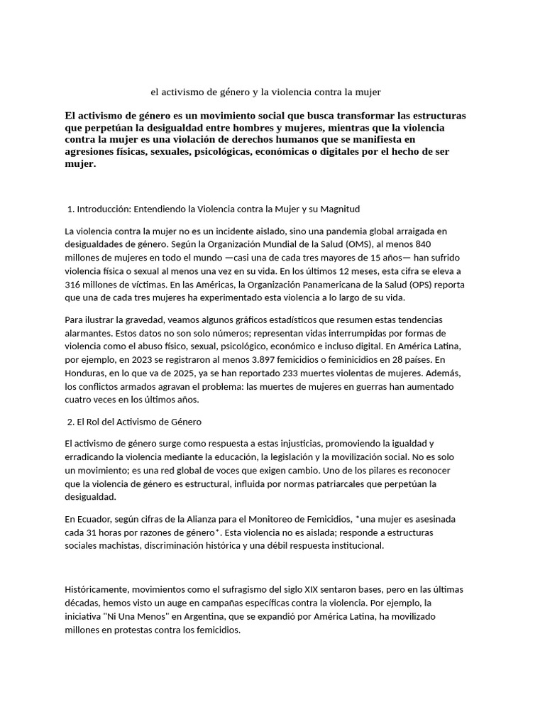 El Activismo de Género y La Violencia Contra La Mujer | PDF | La ...