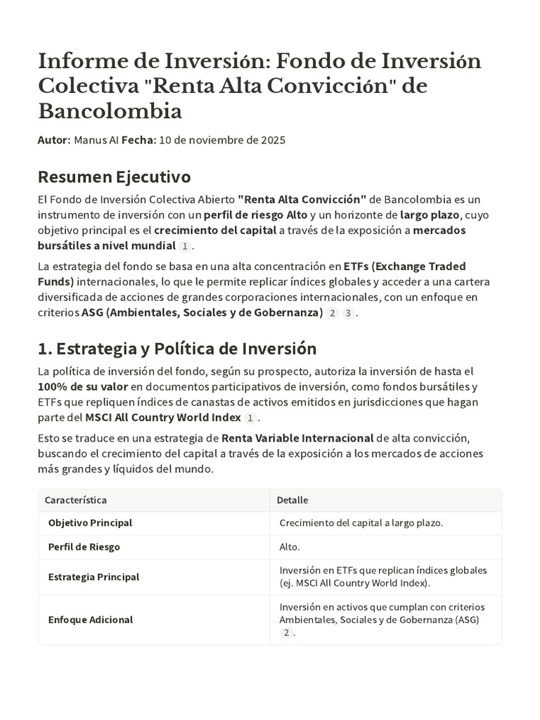 Fondo Renta Alta Convicción: Inversión ASG | PDF | Fondo de inversion ...