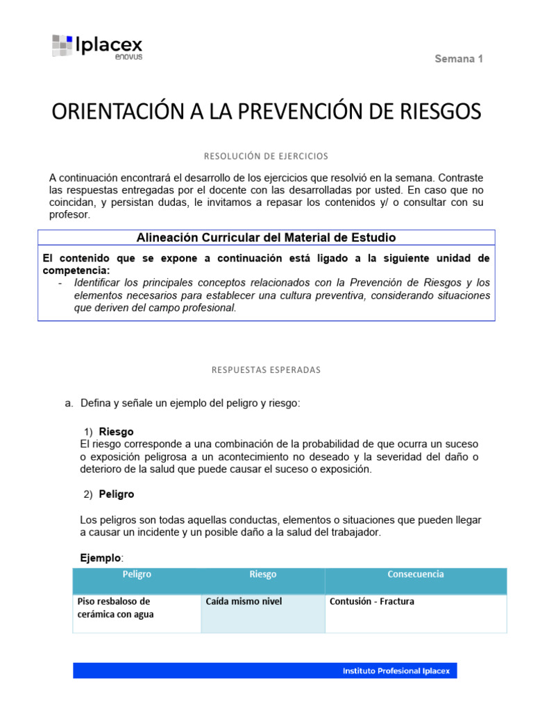 Ejercicios de Prevención de Riesgos | PDF | Riesgo