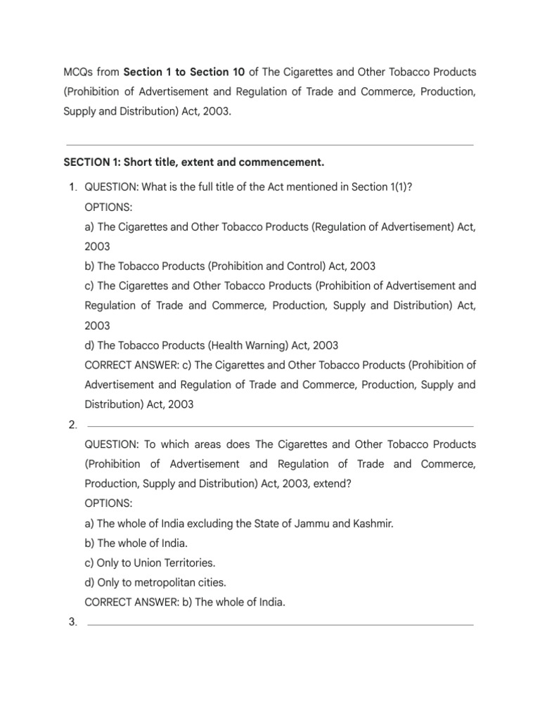 Section 1 To Section 10 | PDF | Appeal | Cigarette
