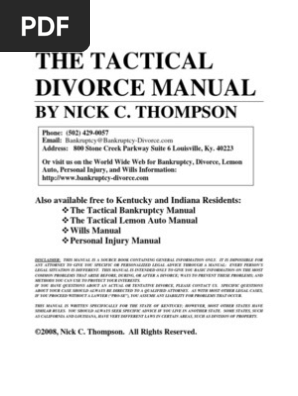 The Tactical Divorce Manual Pdf Child Support Contact Law