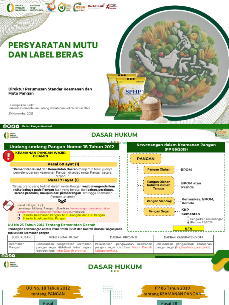 Persyaratan Mutu dan Label Beras 2023 | PDF