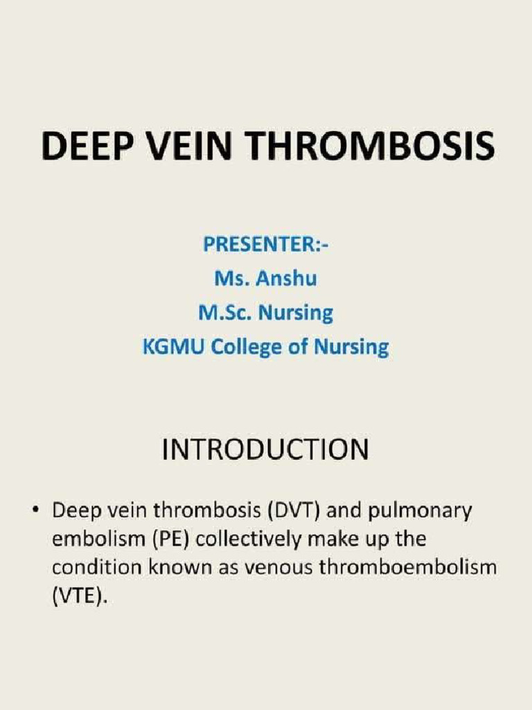 Deep Vein Thrombosis | PDF