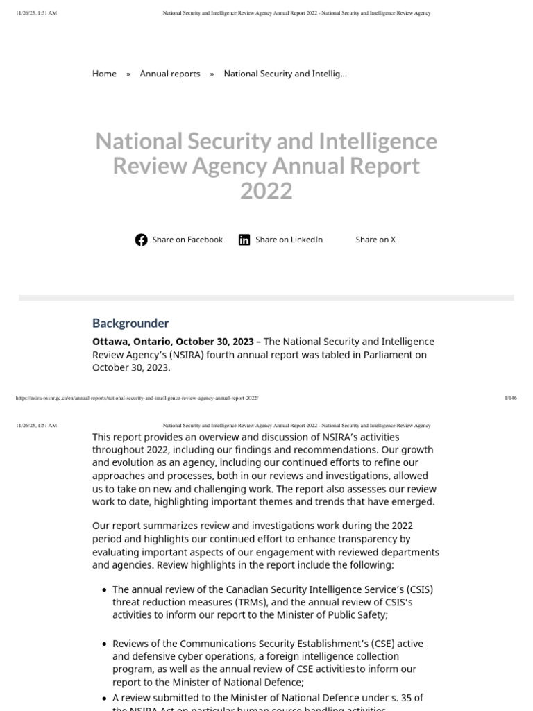 National Security and Intelligence Review Agency Annual Report 2022 ...