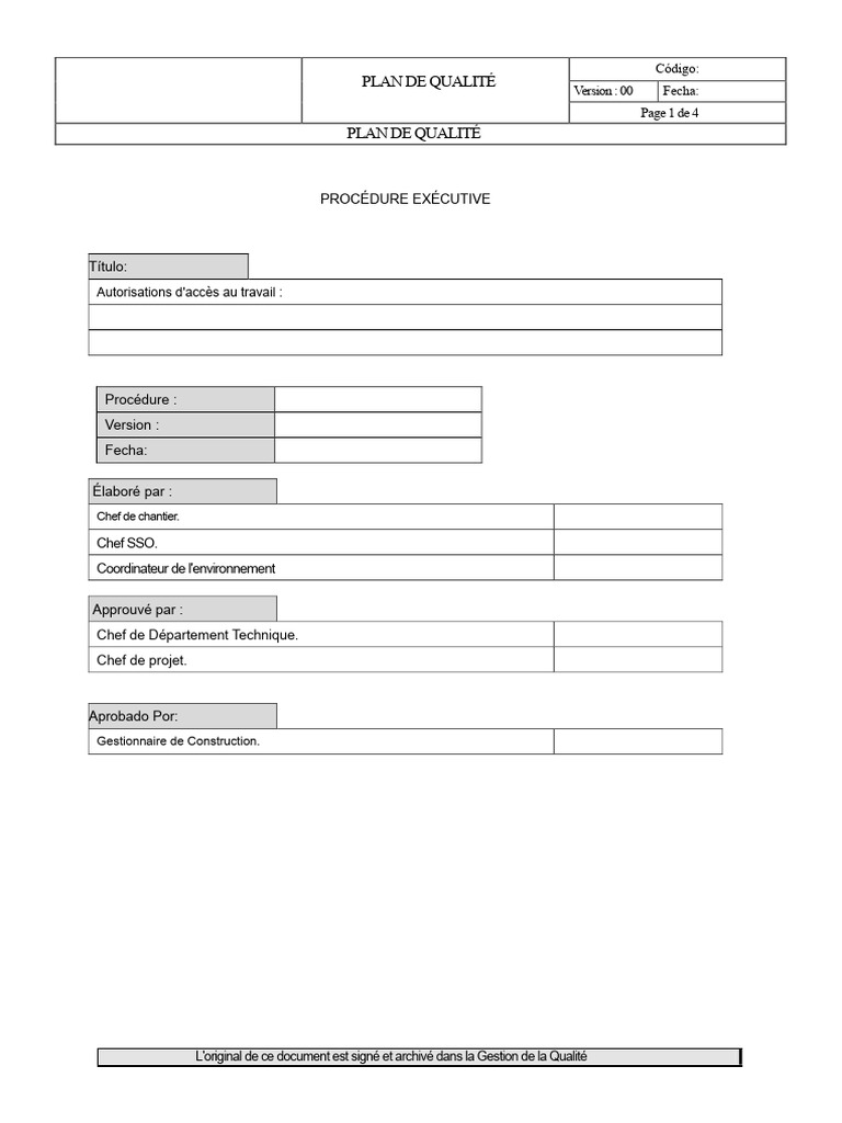 Plan de Qualité et Procédures Associées | PDF