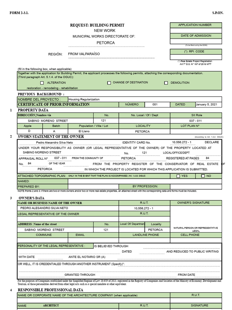 Building Permit Application Form 2-3.1 | PDF | Parking | Elevator