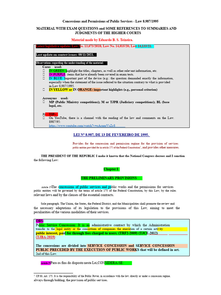 Public Service Concessions Overview | PDF | Taxes | Concession (Contract)