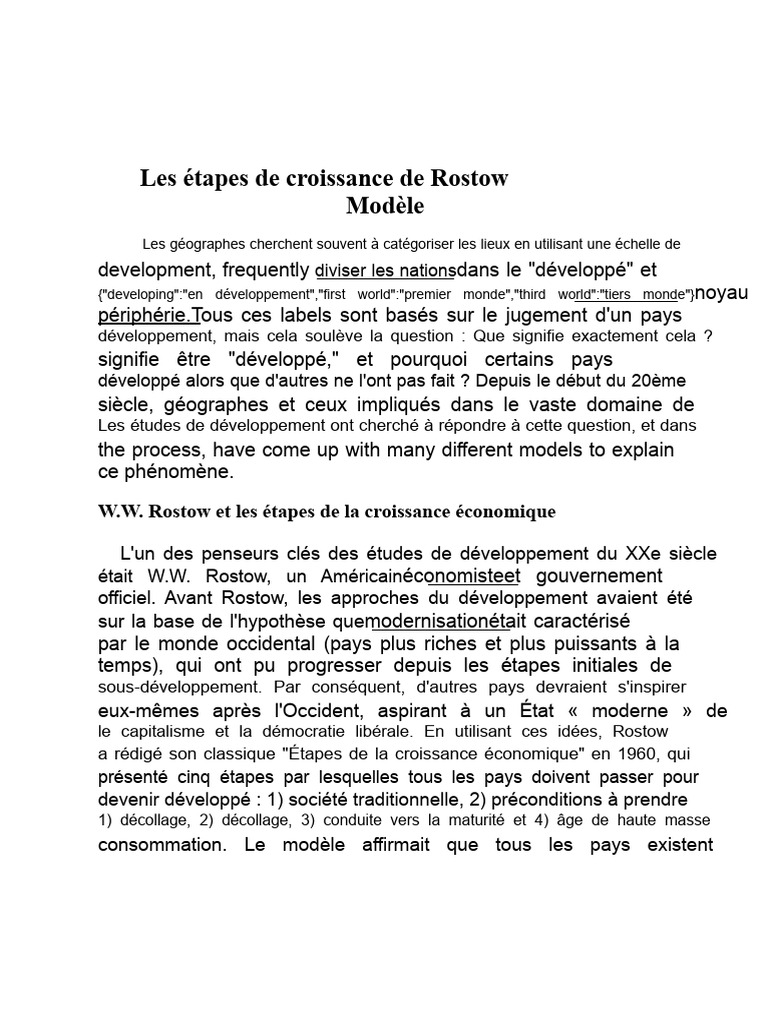 Étapes de croissance économique de Rostow | PDF | Capitalisme | Économie