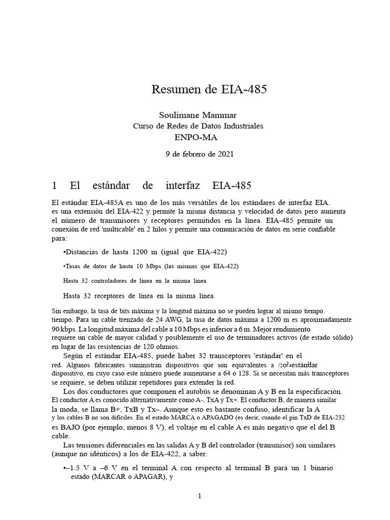 Guía Completa sobre EIA-485 | PDF | Resistor | Telecomunicaciones