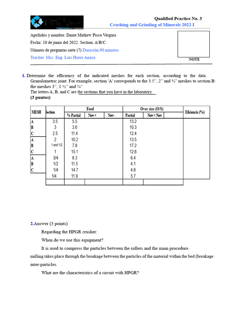 Crushing and Grinding Efficiency Analysis | PDF | Mill (Grinding ...