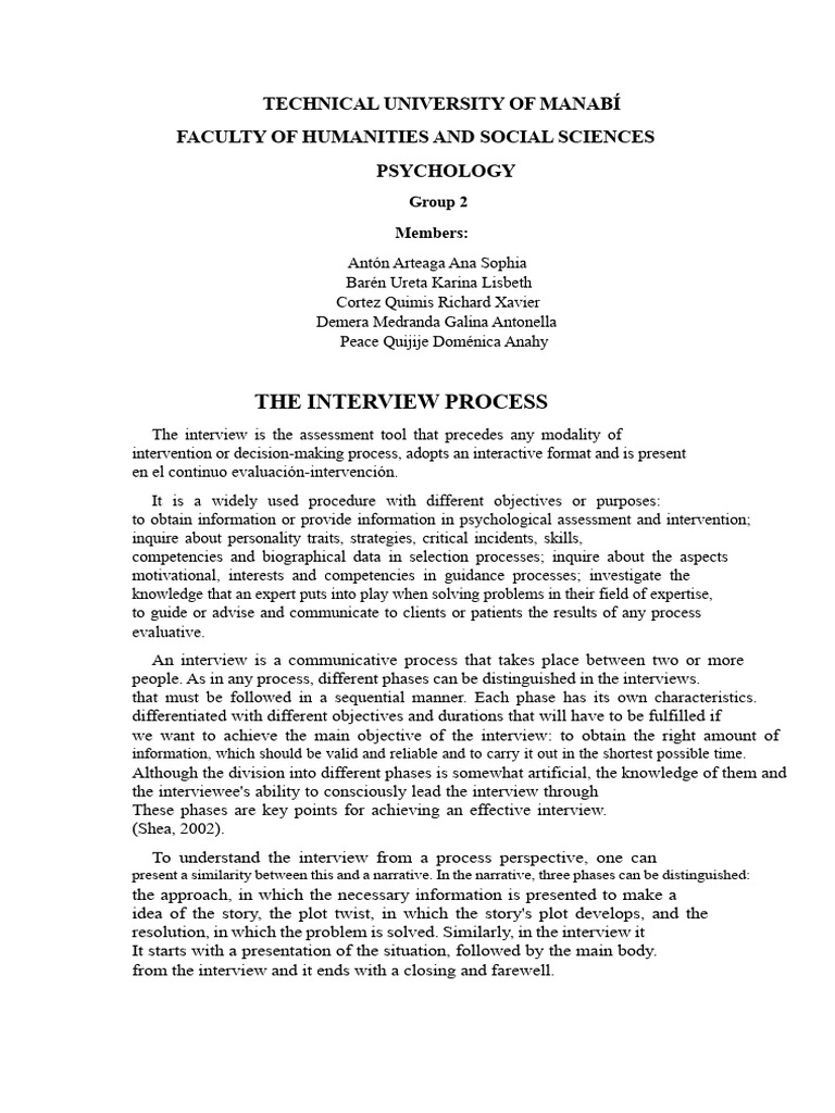 Phases of the Interview Process in Psychology | PDF | Interview ...