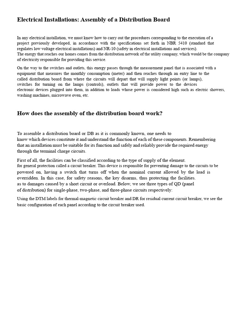 Distribution Board Assembly Guide | PDF | Power Engineering | Building ...