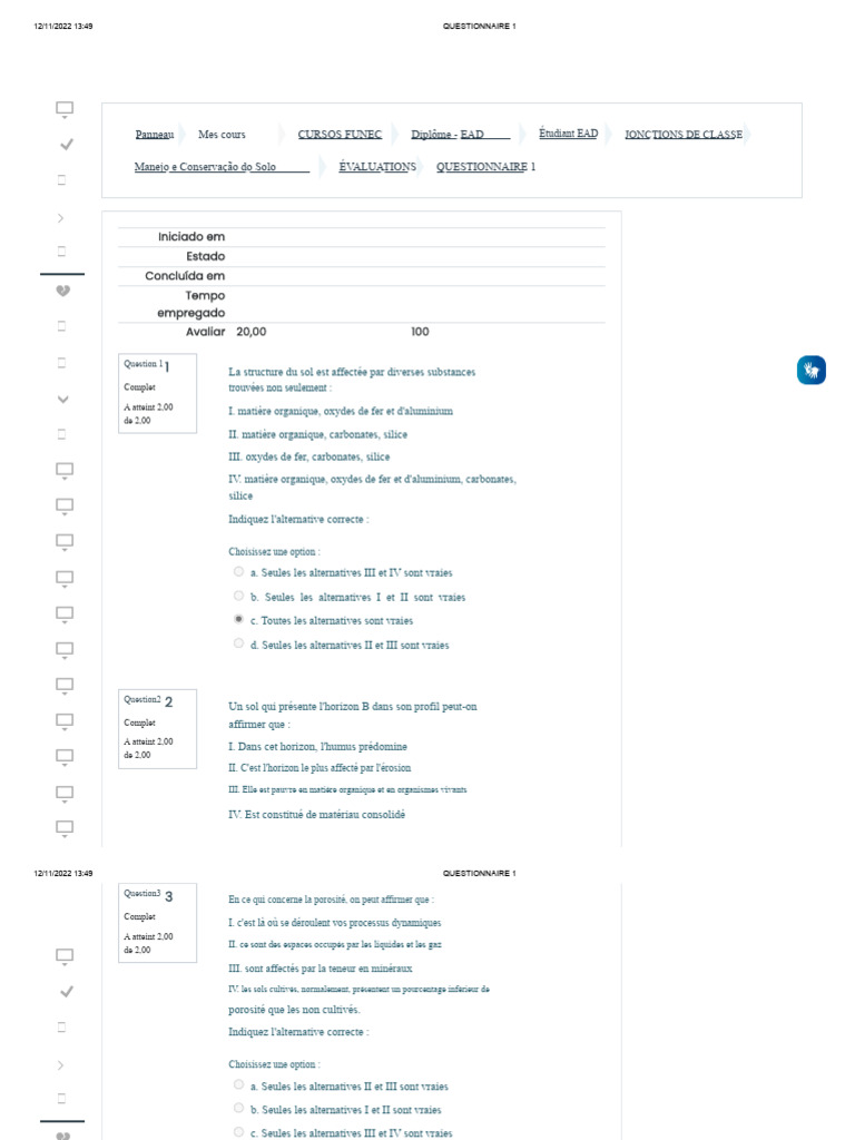 Questionnaire sur la conservation des sols | PDF | Sol (pédologie ...