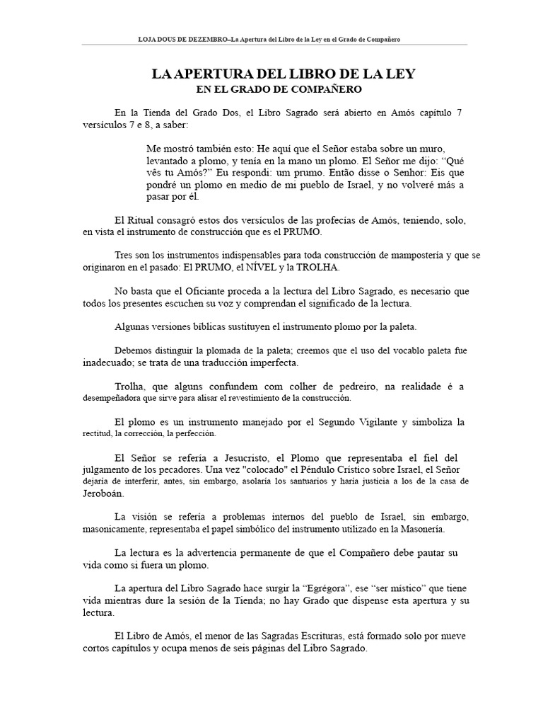 Apertura del Libro de la Ley en Masonería | PDF | Cristo (título ...