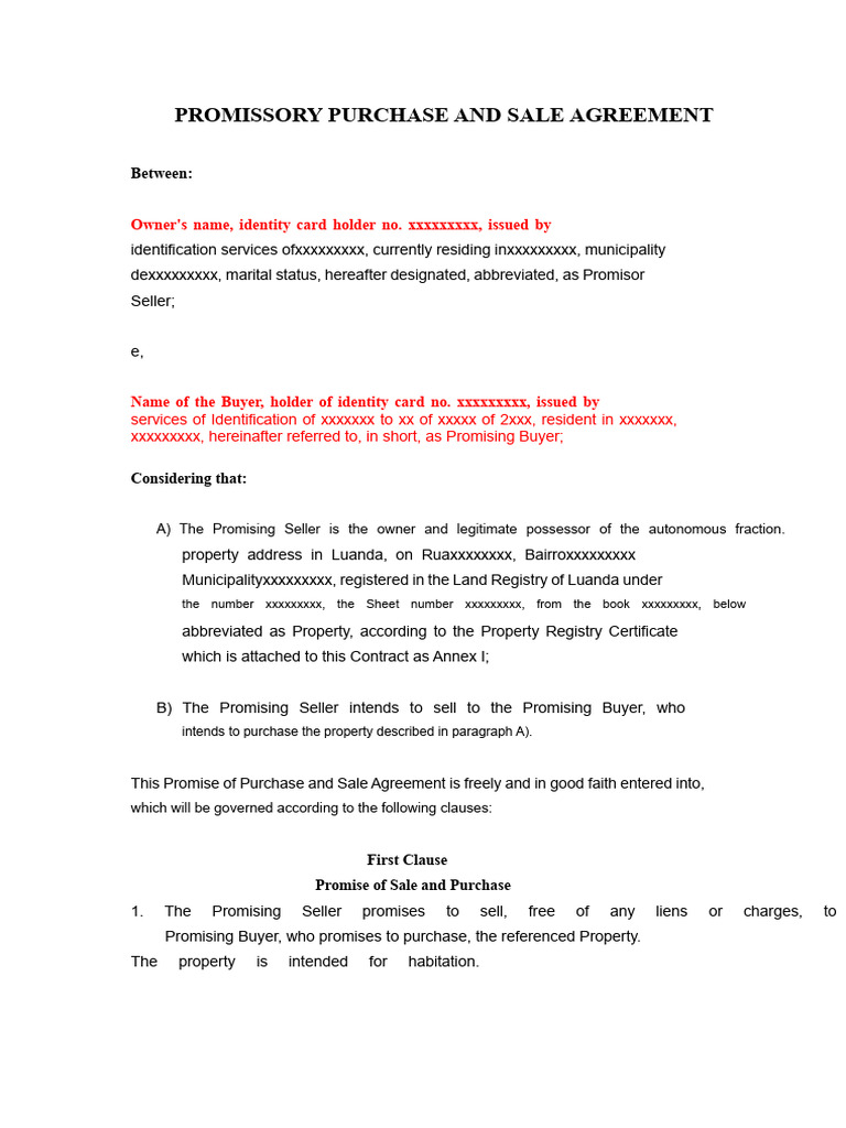 Promissory Purchase Agreement Template | PDF | Deed | Common Law