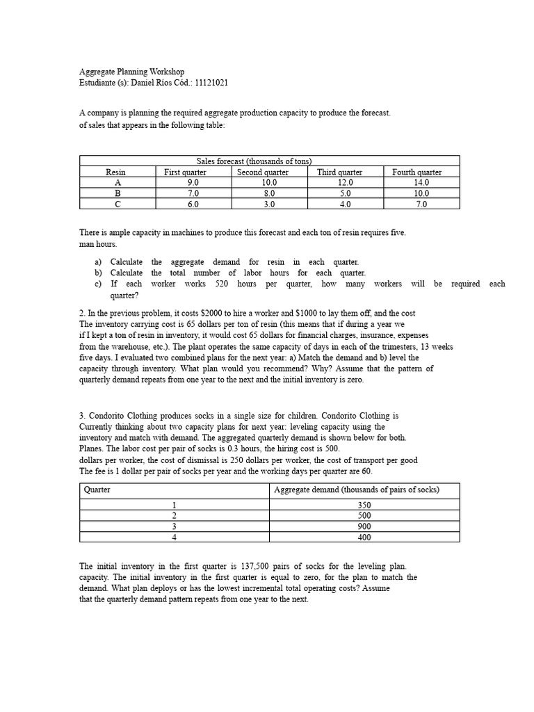 Aggregate Production Planning Analysis | PDF | Inventory | Economies