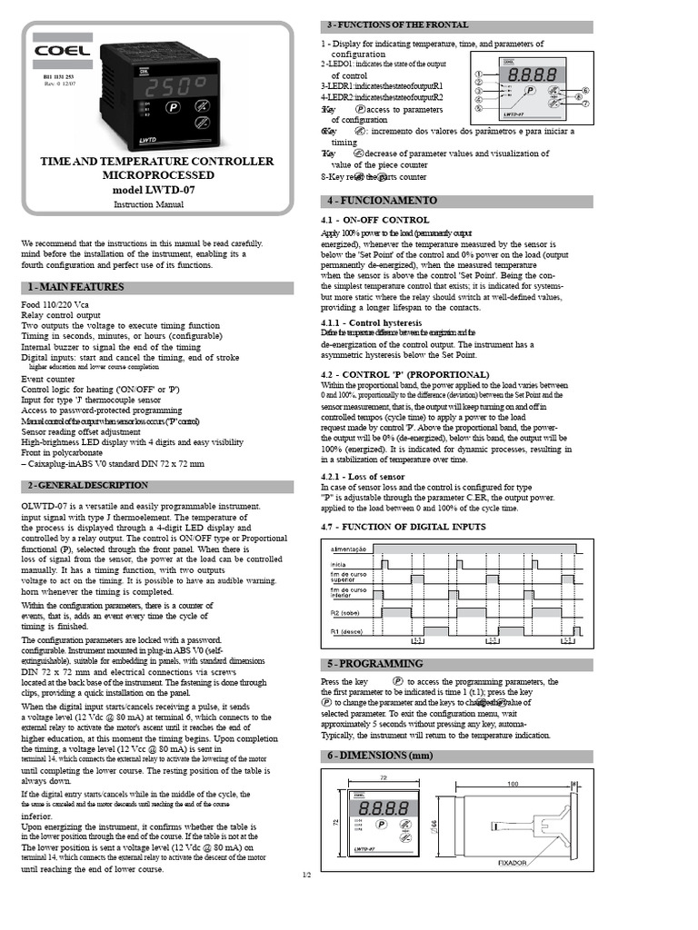 LWTD-07 Temperature Controller Manual | PDF | Instrumentation | Relay