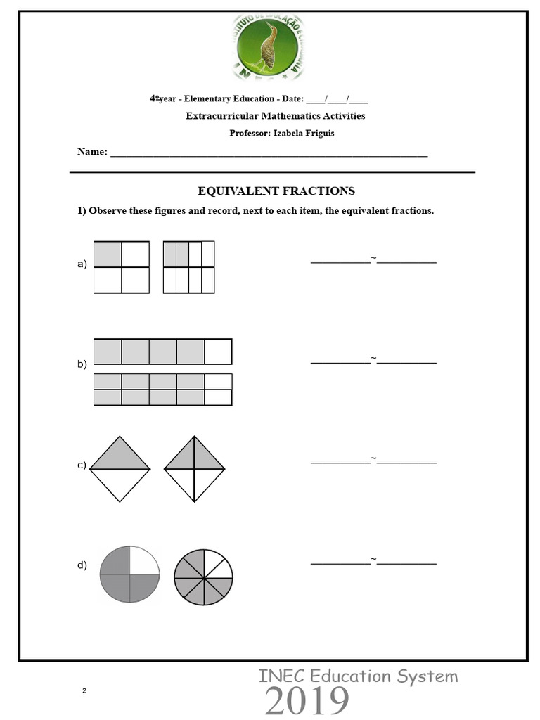 Equivalent Fractions Activities Guide | PDF | Mathematical Concepts ...