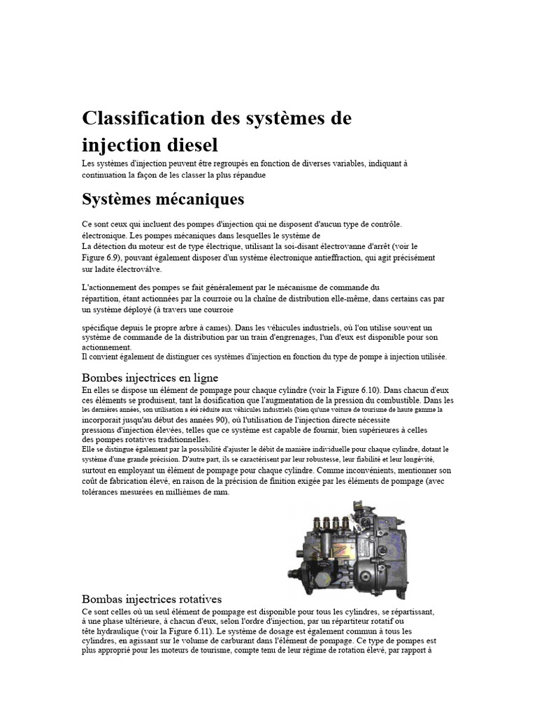 Classification des systèmes d'injection diesel | PDF | Injection ...