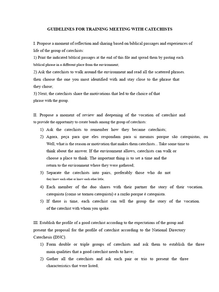 Training Guidelines for Catechists | PDF | Christian Belief And Doctrine