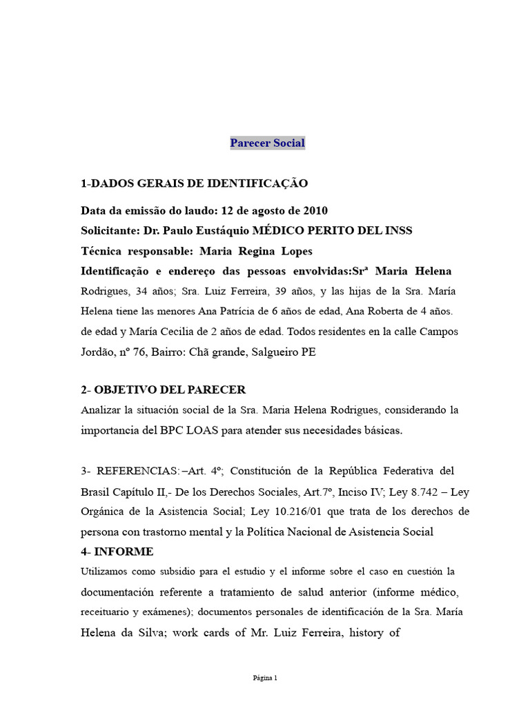 Modelo Informe Social PDF | PDF | Salario mínimo | Trabajo Social