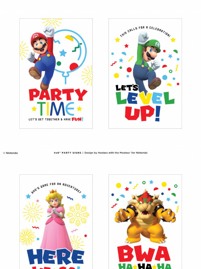 MarioandFriends PartySigns 4x6 | PDF