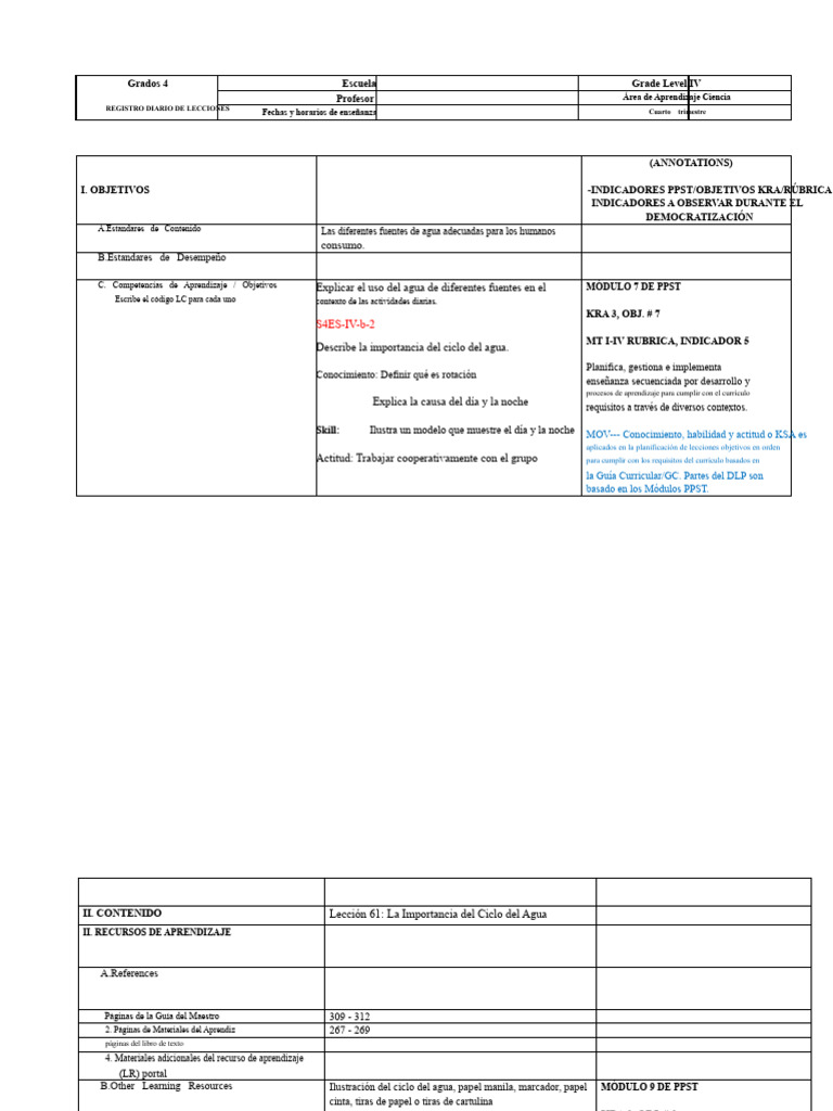 Lecciones de Ciencia para Cuarto Grado | PDF | Plan de estudios | Enseñando