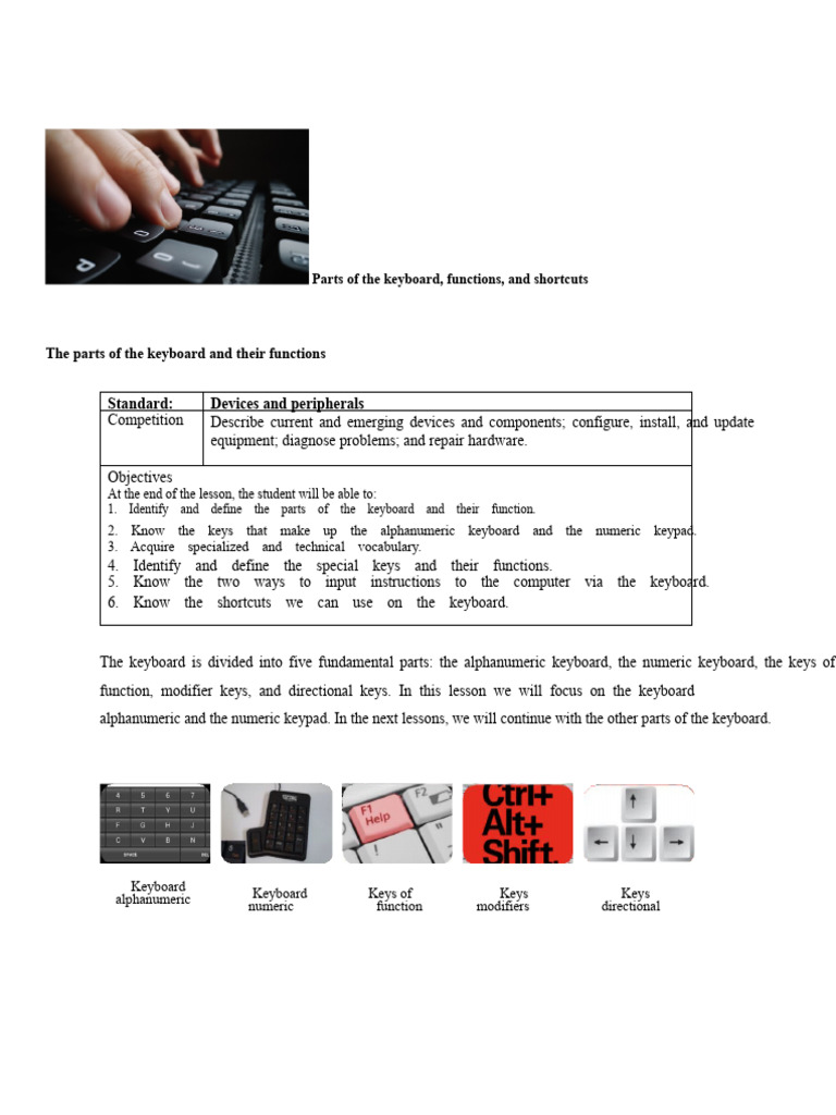 Keyboard Parts, Functions, and Shortcuts | PDF | Computer Keyboard ...