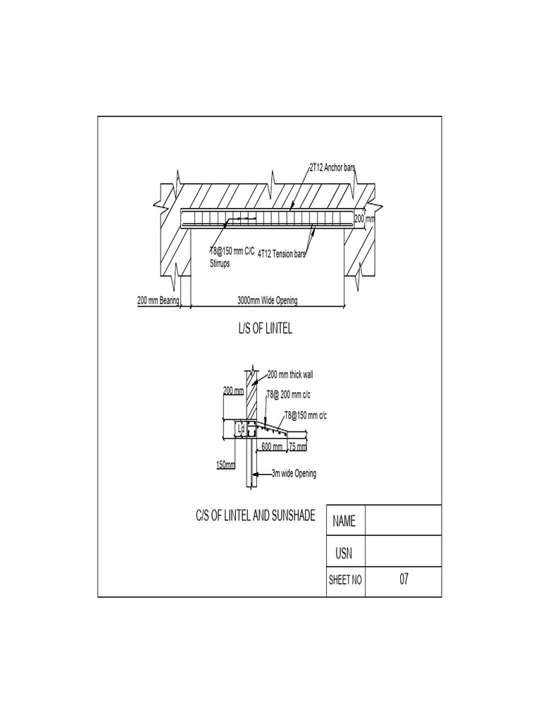 L/S of Lintel: 2T12 Anchor Bars | PDF