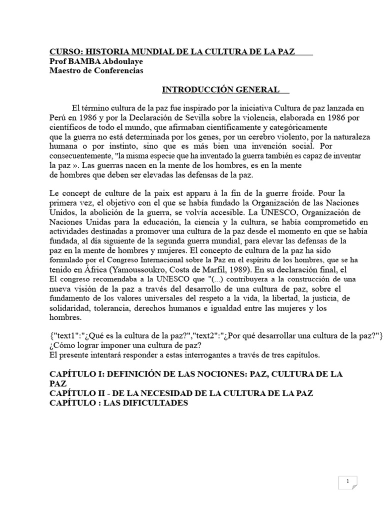 Cultura de la Paz: Definición y Necesidad | PDF | Paz | Violencia